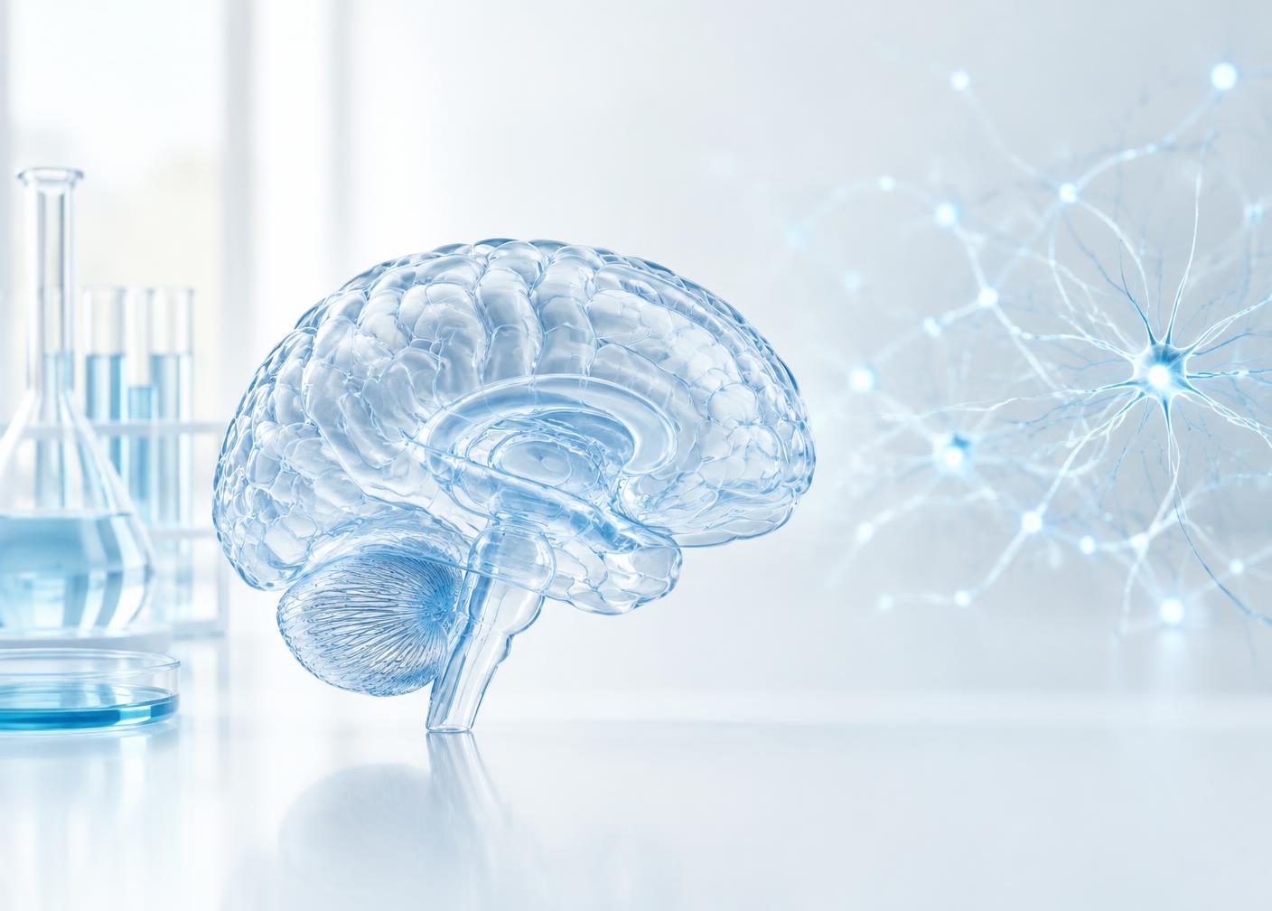Translucent anatomical brain model in a laboratory setting